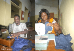 Foster and Judy are two tailors with KEVTC who helped to make over 3,500 washable sanitary pads